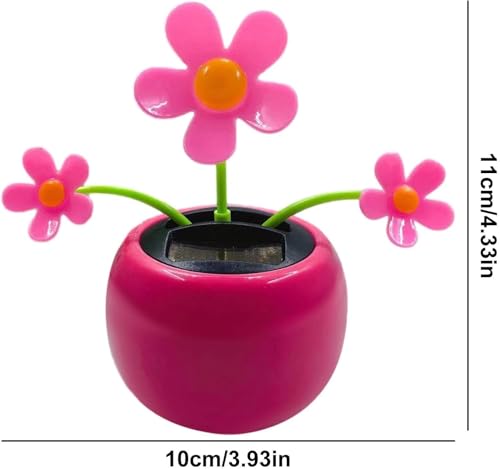 Rose Red Solar Powered Dancing Figures | Car Dashboard Decorations Swing Flowers | Bobblehead Flower for Car Solar Powered Toys Car Decoration Ornament Solar Power Kits - Thumbnail 2