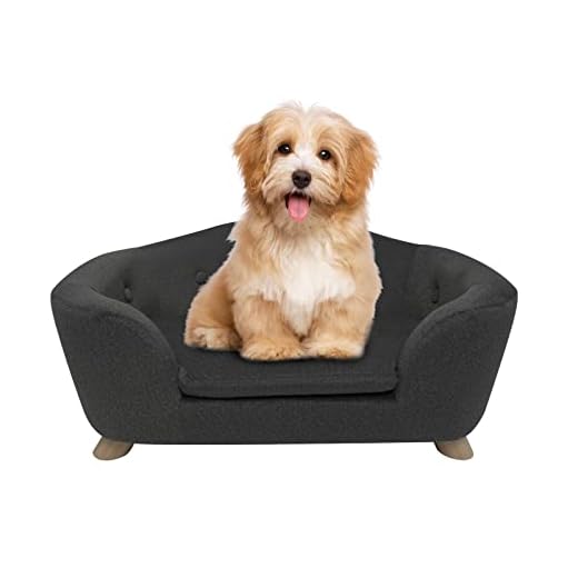 SHAVI Pet Sofa Dog Couch for Small Pet Dog and Cats, Low Back Lounging Bed with Linen Modern Cat Couch Easy-to-Clean(Deep Grey)
