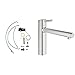 GROHE Concetto| Küche - Küchenarmatur mit Umrüstset | Upgrade Set zu FootControl, Spültischarmatur mittelhoher Auslauf zum Herausziehen, Schwenkbereich 100°, SuperSteel | 31129DC1