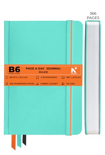 Image of NEORAH -B6 DOTTED | 368 Pages - 110 Gsm | PAGE A DAY JOURNAL (17.5 X 12.5 cm)-Hardcover Dot Grid Notebook |Back Pocket |3 Silk Book Mark - Completely HANDMADE for Journaling,writing - TEAL
