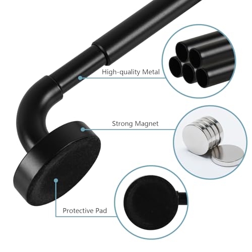 TYRON 4 Pack Magnetic Curtain Rod for Metal Doors Adjustable 30-40 Inch, 3/8 in. Diameter, French Door Magnetic Curtain Rods, Magnetic Cafe Rod(Black) by TYRON TYRON - Image 4