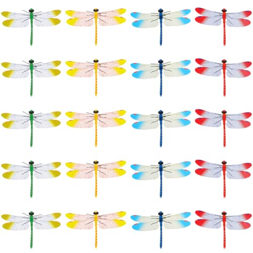VILLCASE Artificial Dragonfly Decorations 20pcs 14cm