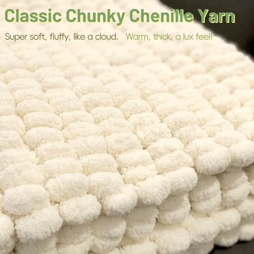Image of Aeelike Chunky Yarn for Blanket,Jumbo Chenille Yarn for Beginners Knit,2PCS | #10 Giant Chenille Yarn,Soft Thick Yarn for Easy Hand Knitting Crocheting,Tie Dye Mixed Black White Grey,28yds /8oz Each Skein