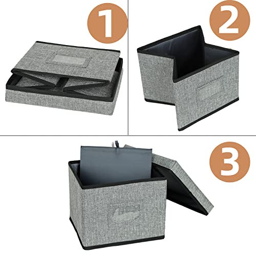 Greeting Card Organizer and Storage Box with 15 Adjustable Dividers, Stores 140+ Cards, Suitable for Storing Greeting Cards, Envelopes, Stickers, Photos, Notecards and More (Grey,2-Pack)