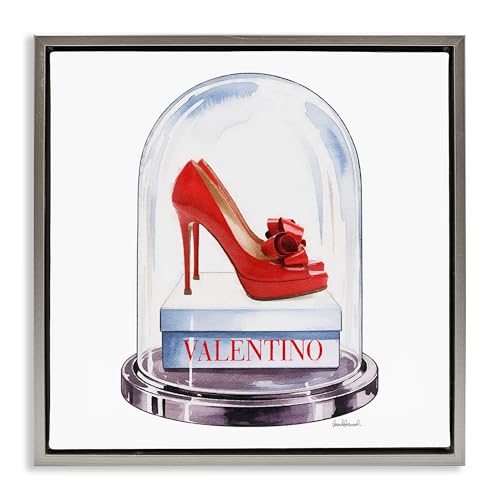 Red Heels Bell Jar Glam, 17 x 17 Inch Canvas in Floater Frame