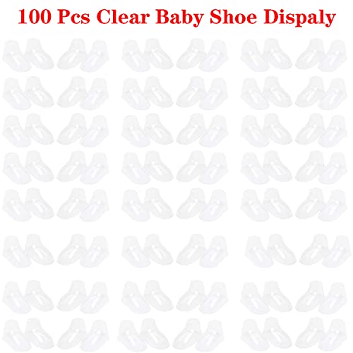 100Pcs klare Kunststoff Baby Füße Display, Baby Booties Häkelschuhe Socken Showcase, Kleinkind Schuhe Unterstützt Schuh Formen Stand Halter für Speicher und Heimgebrauch, 50Pair, 8, 9, 10, 11, 12CM