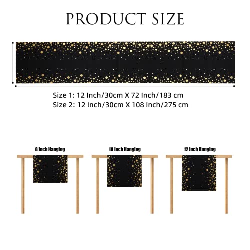 Kiorevy Black And Gold Table Runner 12 X 72 Inches, Glittering Dots Table Runners Kitchen Dining Decoration For Wedding Bridal Baby Shower Birthday Party Graduation Holiday Valentines Day Decor #TOP5