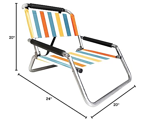 Image of Neso Beach Chairs - Lightweight, Portable and Foldable Recliner Beach Chairs for Park, Camping and Outdoor Adventures - with Slip Pockets and Shoulder Strap - 2 Pack - Vintage Stripes - XL