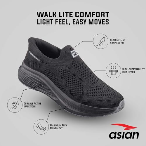 Image of ASIAN Wonderwalk Pro-01 Men's Premium Walking Shoes with Lightweight Knit Design | Soft Cushion Comfort, High-Grip Outsole, Breathable Knit and Supportive Daily Walk Performance