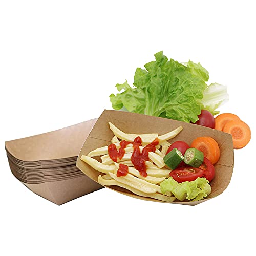 Caja de Snacks de Cartón Kraft , 50 Piezas Cuencos de Cartón, Bandejas de Papel para Alimentos, A Prueba De Agua y Aceite, Para Refrigerios, Alimentos Fritos, Papas Fritas, Ensaladas(19oz/550ml) Cover