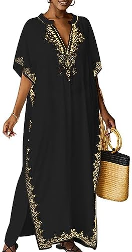 Bsubseach Women Beachwear Turkish Kaftans Long Swimsuit Cover up Caftan Beach Dress