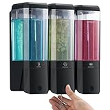 Shampoo and Conditioner Dispenser,GlintGath Shower Dispenser 3 Chamber No Drill Shampoo Dispenser for Shower Wall Mounted for Bathroom Hotel,Large Capacity 3 * 500ML,Black