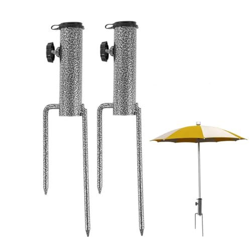 Anclaje de arena para sombrilla de playa, 2 estacas de tierra resistentes para sombrilla, soporte ajustable para sombrilla de jardín y bases para playa, césped, pesca, campo, bases de soportes