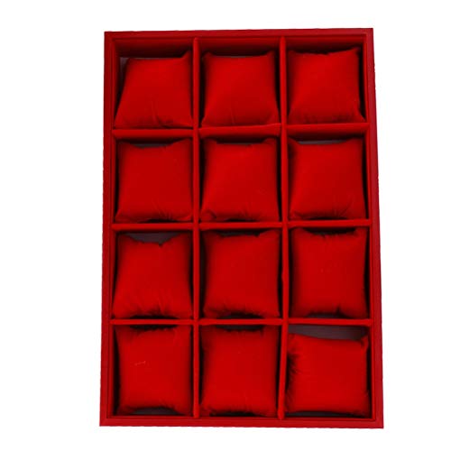 Présentoir de montre en velours YZCIS et boîte pour bijoux noir et rouge