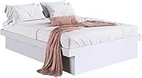 Cama Box Casal Queen com Baú Cb1160 158x198cm Haste Articulável de Aço Branco - Art In Móveis