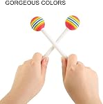 10 Pieces Drum Sticks for Kids, Rainbow Lollipop Drumsticks Soft Foam Head Xylophone Percussion Toy Mallets
