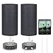 Black Dual USB Table Lamp, Seealle Bedside Nightstand Desk Lamp with Black Fabric Lampshade, Convenient Pull Chain for Bedroom, Living Room(Pack of 2)