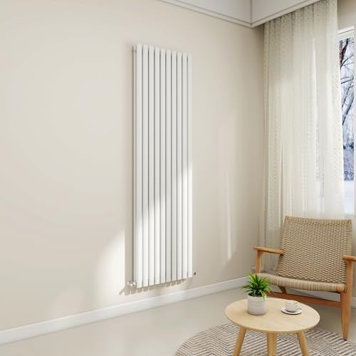 Image of STECH HOMES Vertical Oval Column Radiator 1800x590mm Gloss White Double