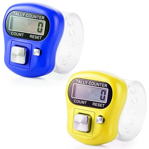 Image of GLUN Naam Jap Counter Digital Tally Counter | Finger Ring Chanting Counter for Mantra, Meditation, Prayer & Pooja | Electronic Counting Device for Jap Mala & Umpire Use (Pack of 2) (Random Colour)