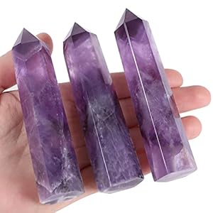 ZHIYUXI 3.7-4″ Amethyst Crystal Gemstones Crystals and Healing Stones Purple Crystal Tower Hexagonal Pointed Crystal Wand 1 Pc Large Crystals Reiki Energy Balancing Meditation Therapy Decoration Gifts