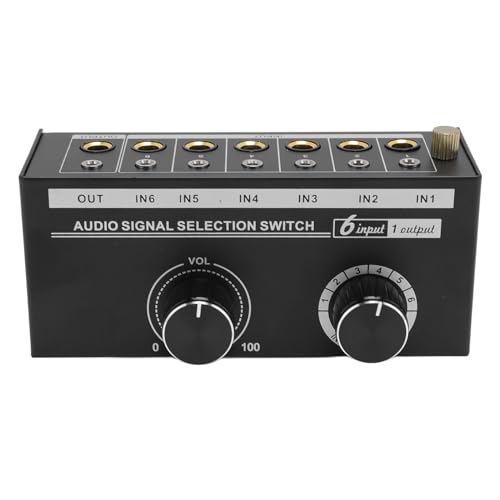 Interruptor de sonido de 6 vías con control de volumen y conexiones de 3,5 mm y 6,35 mm