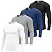 August Alley 4 Pack Men's Long Sleeve Underscrub Shirts Nurse Crewneck Work Tops Stretchy Laying Undershirts Basic Tee(Hazy Blue, Light Mixed Gray, Black, White,Medium)