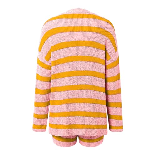 Ensemble pull rayé manches longues et short homewear confortable