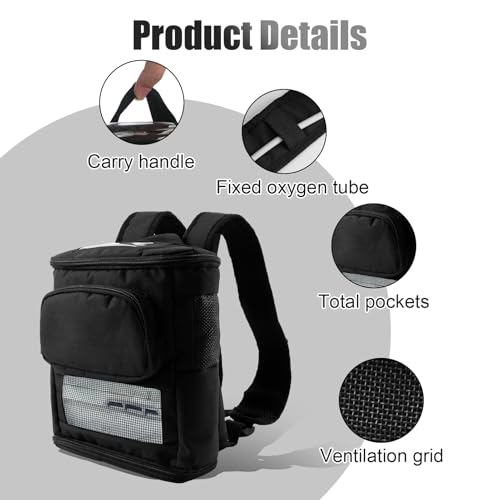 HJSSAA Rucksack für Sauerstoffgerät,Tragbar Sauerstoffkonzentrator Rucksack Kompatibel mit Inogen One G5 und Inogen One Rove 6, Reisetasche für Mobile Sauerstoffgerät(schwarz)