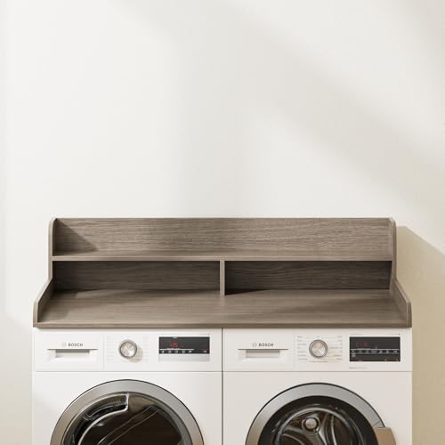 2-Tier Washer Dryer Countertop, Laundry Room Organization and Storage, 27.6" x 54" Wood Laundry Countertop for Washer and Dryer, Gray - Image 8