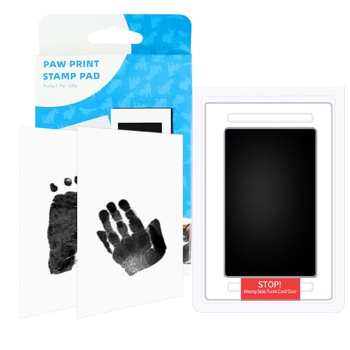 Paw Print Ink Pads, Dog Nose Print Kit Cat Paw Print Stamp Keepsake Pawprint Maker Clean Touch Baby Foot Printing Kit Handprint Ink Pad Black Ink Pad for Paw Impressions (3 Pcs) - Thumbnail 4