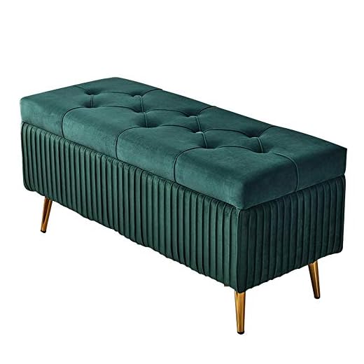 LJFYXZ Sittbänk sittkista flanell skobytespall förvaring med stor kapacitet med lock multifunktionell soffa för sovrum, vardagsrum, hall 80 x 40 cm (färg: grön)