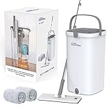 Ventifan Flat Mop and Bucket Set, Hands Free Flat Floor Mop,Separates Dirty and Clean Water,Wet and