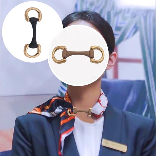 2Pcs Brown Combination Minimalist Classic Horsebit Zinc Scarf Ring3