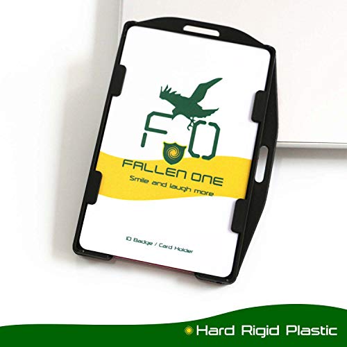 2 Pack - Fallen One Hard Plastic Id Card Holder - Black Badge Holders For Lanyard, Horizontal And Vertical Dual-Use, Double Sided, Hold 2 Cards #TOP6
