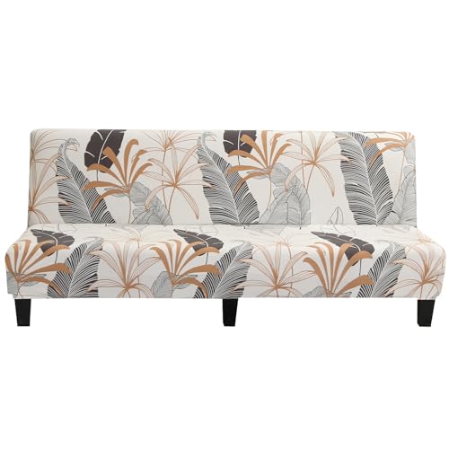 Jianyana Funda universal para sofá de 3 plazas, extensible sin reposabrazos, funda para sofá cama plegable sin reposabrazos, protección de sofá, sala de estar, flor de la otra orilla