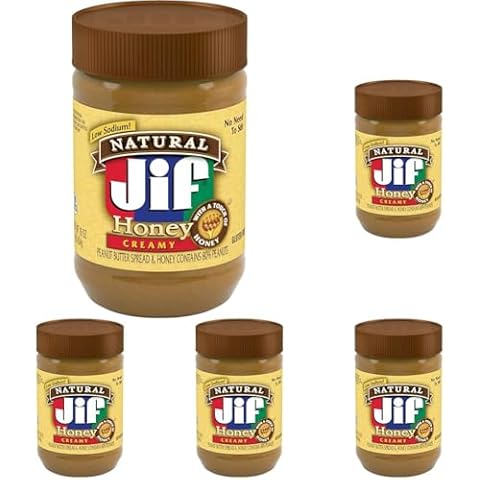 Jif Natural Creamy Peanut Butter Spread and Honey, 16 Ounces, Contains 80% Peanuts (Pack of 5) Cover