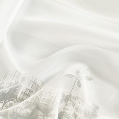 Image of NICETOWN Sheer Curtains 96 Inches Long, Natural, W42xL96, 2 Panels | Rod Pocket Lightweight Drapes Voile Sheer Air & Breathable Elegant Window Treatments for Bedroom /Living Room