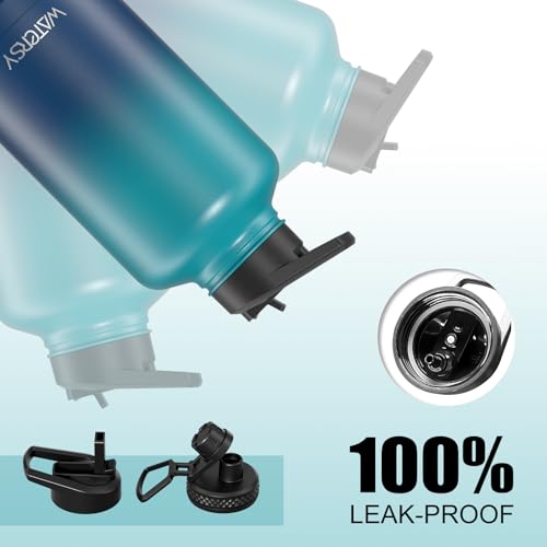 Image of 64oz Insulated Water Bottle (Cold for 48 Hrs),BPA Free&Leak Proof,Half Gallon Stainless Steel Water Flask,Water Jug with Straw Spout Lids for Gym,Hiking,Camping,Gradient Blue