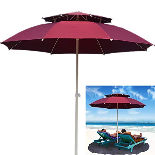 OOMRNV Sombrilla De Jardín De 2,5 M/8 Pies, Sombrilla De Exterior con 8 Varillas, Toldo De Poliéster para Playa, Jardín O Balcón, Color Vino Tinto