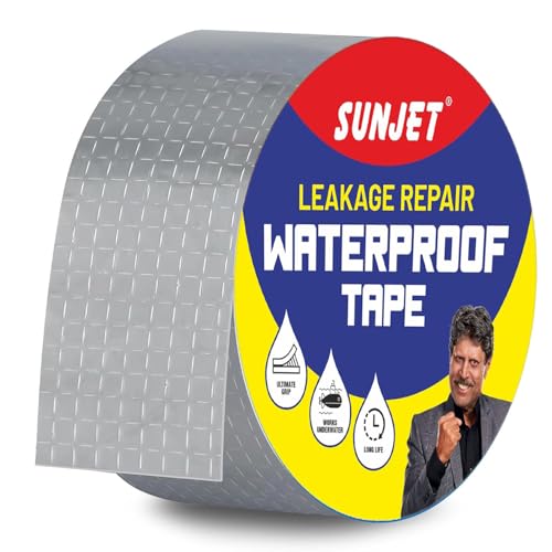 Image of AIPL Sunjet Butyl Tape Waterproof Tape, 50MM x 5 Meter, Aluminum Foil Tape Butyl Sealant Tape for RV Repair, Window, Silicone, Boat and Pipe Sealing, Glass & EDPM Rubber Roof Patching, Silver.