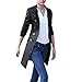 Produktbild Damen Zweireiher Wollmantel Elegante Arbeits Anzug Jacke FRAUIT Frauen Knopf Stehkragen Einfarbig Zwei Taschen Elegant und Modisch Schlack Trenchcoat Mantel Wintermantel Outwear (M, U-Schwarz)