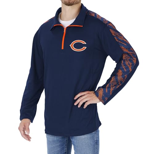 Zubaz Officially Licensed Men's NFL Solid 1/4 Zip with Team Viper Liner, Chicago Bears, Size Small