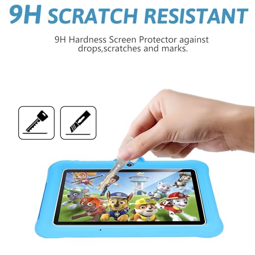 [2 Pack]Screen Protector for TABTIVI 7 Inch Android Kids Tablet/TABTIVI K7083 Tempered Glass,Ultra Resistant,Anti Fingerprints,HD Clear,No Bubbles,9H Hardness Protector Film Tempered Glass,Transparent - Image 3