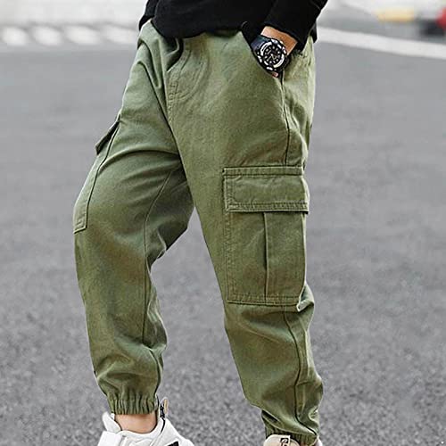 Hularka Kids Boys Solid Cargo Pants Athletic Sports Casual Jogger Dungarees Trousers Sweatpants Bottoms Streetwear3