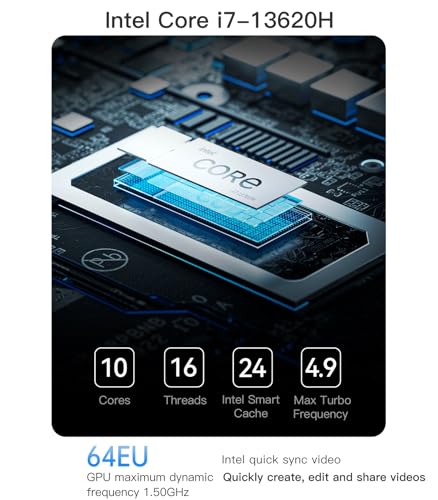 MINISFORUM Venus Series NPB6 Mini PC 13TH Gen Core i7-13620H(10C/16T,up to 4.9GHz) Barebone Micro PC Without RAM and SSD, Dual 2.5G LAN Ports, 2xUSB4/2xHDMI/WIFi 6E/BT5.2/4xUSB3.2 Mini Tower Computer