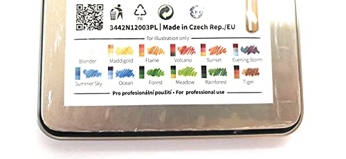 Koh-I-Noor Tri-Tone Multi-Colored Pencil Set, 12 Assorted Colors In Tin And Blister-Carded (Fa33Tin12Bc) #TOP4