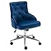 Irene house Silla de Oficina de Estilo Moderno y Regulable, Silla de Escritorio ergonómica, sillón Giratorio con Respaldo y reposabrazos de Tejido Aterciopelado (Azul)