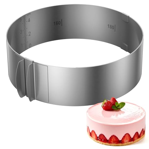 vonsera 6-12 Inch Adjustable Round Cake Ring Cutter, Stainless Steel for Desserts Pastry Crumpets