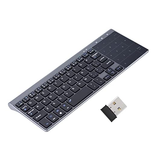 Mini Teclado, Teclado Portátil Slim 2.4Ghz Sem Fio Com Touchpad para PC/Notebook/TV Box - MC-41AG, 1200 DPI, Preto