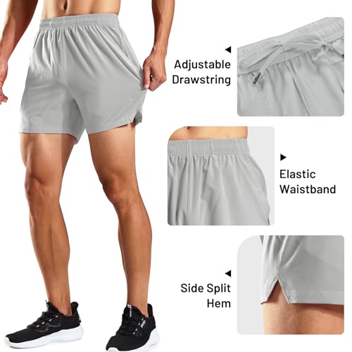 Image of Haimont 5 Inch Mens Dry Fit Running Athletic Shorts with Pockets, Water Resistant Lightweight Gym Workout Exercise Shorts